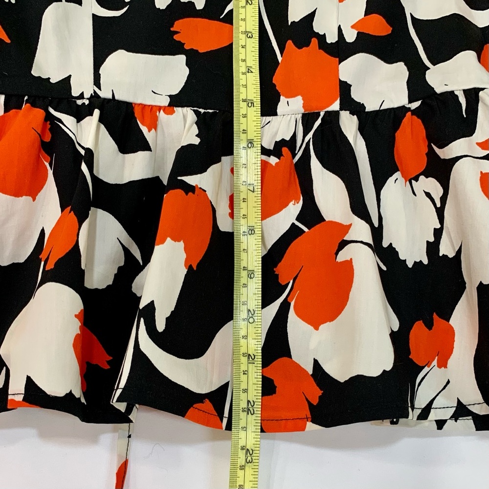 Who What Wear Black/Ivory/Orange Tulip Print Peplum, Long Sleeve Blouse,… - Picture 8 of 9
